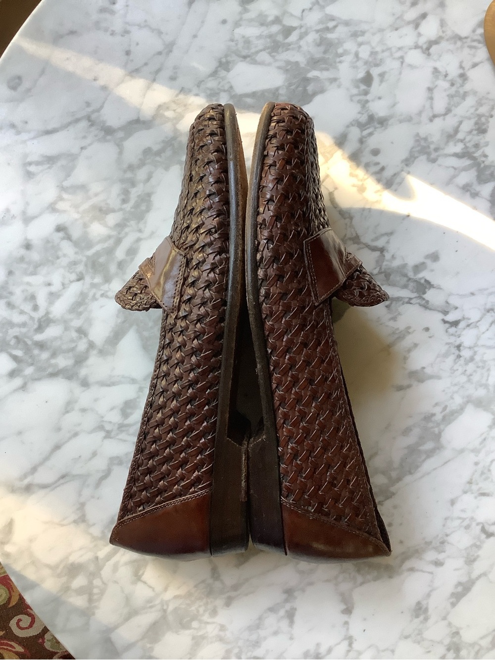 Vintage Bragano by Cole Haan Italian Woven Leather Loafers in Brown - Picture 9 of 11